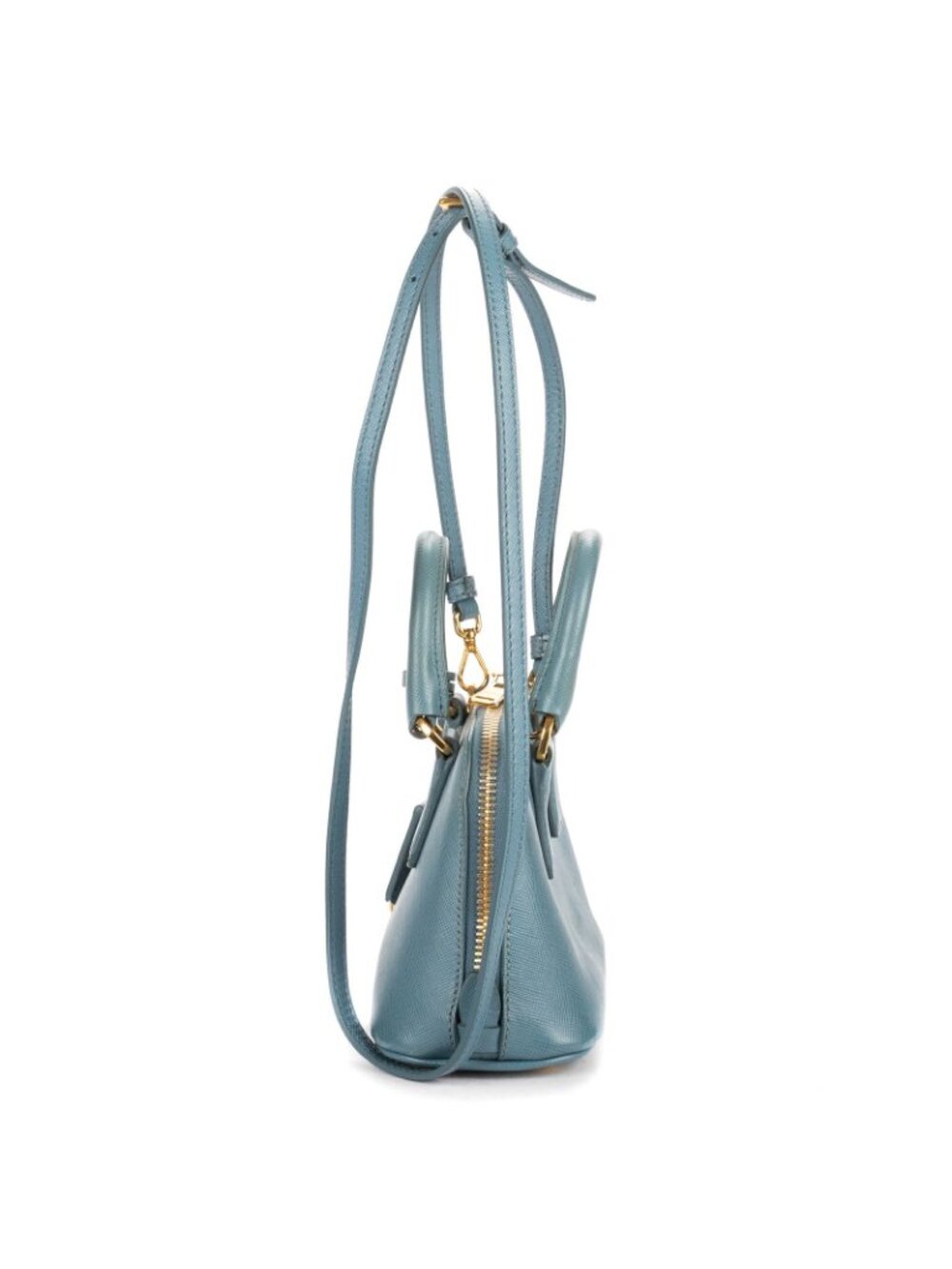 Prada Mini Promenada Blue Saffiano Luxe Leather Shoulder - Picture 3 of 11